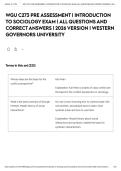 WGU C273 PRE ASSESSMENT &vert; INTRODUCTION TO SOCIOLOGY EXAM &vert; ALL QUESTIONS AND CORRECT ANSWERS &vert; 2026 VERSION &vert; WESTERN GOVERNORS UNIVERSITY&NewLine;