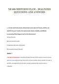 NR 606 MIDTERM EXAM &ndash; DIAGNOSIS&NewLine;QUESTIONS AND ANSWERS