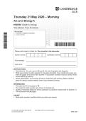 OCR AS Level Biology A June 2026 Paper 1 and Paper 2 Question Papers &lbrack;VERIFIED&rsqb;