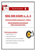 Wilkes NSG 500 Exam 1&comma; 2&comma; 3 &ndash; Advanced Health Assessment &lpar;2026&sol;2027&rpar; Actual Questions & Answers to Pass the Exam &lpar;100&percnt; Verified&rpar;