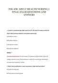 NSG 430&colon; ADULT HEALTH NURSING I&NewLine;FINAL EXAM QUESTIONS AND&NewLine;ANSWERS