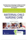 Test Bank for Davis Advantage for Maternal Child Nursing Care 3rd Edition Scannell &vert; 9781719640985 &vert; &vert; Chapter 1-33 &vert; All Chapters with Answers and Rationals