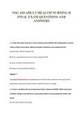 NSG 430 ADULT HEALTH NURSING II&NewLine;FINAL EXAM QUESTIONS AND&NewLine;ANSWERS