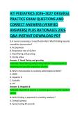 ATI PEDIATRICS 2026&ndash;2027 ORIGINAL &NewLine;PRACTICE EXAM QUESTIONS AND &NewLine;CORRECT ANSWERS &lpar;VERIFIED &NewLine;ANSWERS&rpar; PLUS RATIONALES 2026 &NewLine;Q&A INSTANT DOWNLOAD PDF 