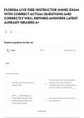 FLORIDA LIVE FIRE INSTRUCTOR &lpar;MINE&rpar; EXAM WITH CORRECT ACTUAL QUESTIONS AND CORRECTLY WELL DEFINED ANSWERS LATEST ALREADY GRADED A&plus;