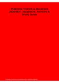Statistics Final Easy Questions 2026&sol; 2027 Questions Answers Study Guide