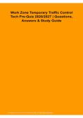 Work Zone Temporary Traffic Control Tech Pre-Quiz 2026&sol; 2027 Questions Answers Study Guide