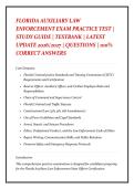 FLORIDA AUXILIARY LAW &NewLine;ENFORCEMENT EXAM PRACTICE TEST &vert; &NewLine;STUDY GUIDE &vert; TESTBANK &vert; LATEST &NewLine;UPDATE 2026&sol;2027 &vert; QUESTIONS &vert; 100&percnt; &NewLine;CORRECT ANSWERS 