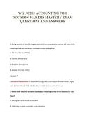 WGU C213 ACCOUNTING FOR&NewLine;DECISION MAKERS MASTERY EXAM&NewLine;QUESTIONS AND ANSWERS