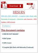 HESI RN EXIT 2026&sol;2027 - Complete 700-1400 Q&A Bank with Rationales &lpar;Continued&rpar; &vert; Questions and Answers &vert; 2026 Update &vert; 100&percnt; Correct