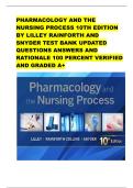 PHARMACOLOGY AND THE NURSING PROCESS 10TH EDITION BY LILLEY RAINFORTH AND SNYDER TEST BANK UPDATED QUESTIONS ANSWERS AND RATIONALE 100 PERCENT VERIFIED AND GRADED A&plus;