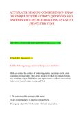ACCUPLACER READING COMPREHENSION EXAM &NewLine;300 UNIQUE MULTIPLE CHOICE QUESTIONS AND &NewLine;ANSWERS WITH DETAILED RATIONALES LATEST &NewLine;UPDATE THIS YEAR 