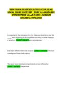 Wisconsin Pesticide Applicator Exam Study Guide 2025&sol;2027 &mdash; Turf & Landscape Exam Questions with Answers