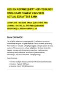 HESI RN ADVANCED PATHOPHYSIOLOGY&NewLine;FINAL EXAM NEWEST 2025&sol;2026&NewLine;ACTUAL EXAM TEST BANK&NewLine;COMPLETE 100 REAL EXAM QUESTIONS AND&NewLine;CORRECT DETAILED ANSWERS &lpar;VERIFIED&NewLine;ANSWERS&rpar; ALREADY GRADED A