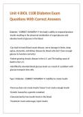 Unit 4 BIOL 1108 Diabetes Exam Questions With Correct Answers