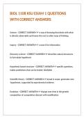 BIOL 1108 KSU EXAM 1 QUESTIONS WITH CORRECT ANSWERS