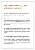 BIOL 1108 FINAL EXAM QUESTIONS WITH CORRECT ANSWERS