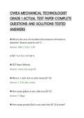CWEA MECHANICAL TECHNOLOGIST&NewLine;GRADE 1 ACTUAL TEST PAPER COMPLETE&NewLine;QUESTIONS AND SOLUTIONS TESTED&NewLine;ANSWERS