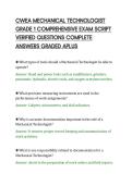 CWEA MECHANICAL TECHNOLOGIST&NewLine;GRADE 1 COMPREHENSIVE EXAM SCRIPT&NewLine;VERIFIED QUESTIONS COMPLETE&NewLine;ANSWERS GRADED APLUS