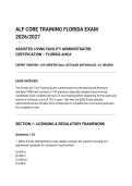 ALF CORE TRAINING FLORIDA EXAM&NewLine;2026&sol;2027&NewLine;ASSISTED LIVING FACILITY ADMINISTRATOR&NewLine;CERTIFICATION &ndash; FLORIDA AHCA&NewLine;EXPERT VERIFIED &vert; 100 VERIFIED Q&A &vert; DETAILED RATIONALES &vert; A&plus; GRADED