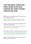 CWEA MECHANICAL TECHNOLOGIST&NewLine;GRADE 1 UPDATED ACTUAL EXAM&NewLine;QUESTIONS AND CORRECT ANSWERS&NewLine;COMPLETE STUDY GUIDE
