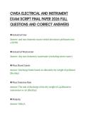 CWEA ELECTRICAL AND INSTRUMENT&NewLine;EXAM SCRIPT FINAL PAPER 2026 FULL&NewLine;QUESTIONS AND CORRECT ANSWERS&NewLine;
