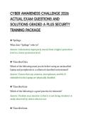 CYBER AWARENESS CHALLENGE 2026&NewLine;ACTUAL EXAM QUESTIONS AND&NewLine;SOLUTIONS GRADED A PLUS SECURITY&NewLine;TRAINING PACKAGE