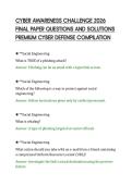 CYBER AWARENESS CHALLENGE 2026&NewLine;FINAL PAPER QUESTIONS AND SOLUTIONS&NewLine;PREMIUM CYBER DEFENSE COMPILATION