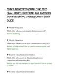 CYBER AWARENESS CHALLENGE 2026&NewLine;FINAL SCRIPT QUESTIONS AND ANSWERS&NewLine;COMPREHENSIVE CYBERSECURITY STUDY&NewLine;GUIDE
