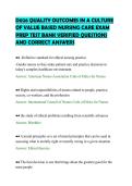 D026 QUALITY OUTCOMES IN A CULTURE&NewLine;OF VALUE BASED NURSING CARE EXAM&NewLine;PREP TEST BANK VERIFIED QUESTIONS&NewLine;AND CORRECT ANSWERS