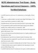 RCFE Administrator Test Exam &ndash; Study  Questions and Correct Answers &ndash; 100&percnt;  Verified Solutions  2027&sol;2028