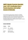 AMPP Cathodic Protection Specialist&NewLine;Level 1 &lpar;CP1&rpar; Certification Exam &ndash;&NewLine;Practice Questions with Verified&NewLine;Answers & Rationales