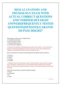 HESI A2 ANATOMY AND&NewLine;PHYSIOLOGY EXAM WITH&NewLine;ACTUAL CORRECT QUESTIONS&NewLine;AND VERIFIED DETAILED&NewLine;ANSWERS&vert;FREQUENTLY TESTED&NewLine;QUESTIONS&vert;NEWEST&vert;GUARANTE&NewLine;ED PASS 2026&sol;2027