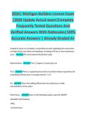 2026&vert; Michigan Builders License Exam &vert;2026 Update Actual exam&vert;Complete Frequently Tested Questions And Verified Answers With Rationales&vert;100&percnt; Accurate Answers &vert; Already Graded A&plus;