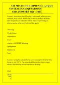 ATI PHARM THE IMMUNE &NewLine;SYSTEM EXAM QUESTIONS &NewLine;AND ANSWERS 2026 - 2027 