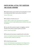 DAVITA RN FINAL ACTUAL TEST QUESTIONS&NewLine;AND SOLVED ANSWERS