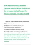 TDLR &ndash; Irrigator Licensing Examination &NewLine;&lpar;Landscape Irrigation Systems&rpar; Questions and &NewLine;Correct Answers &lpar;Verified Answers&rpar; Plus &NewLine;Rationale 2027 Q&A&vert; Instant Download Pdf