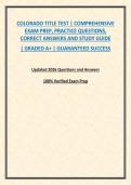 COLORADO TITLE TEST &vert; COMPREHENSIVE EXAM PREP&comma; PRACTICE QUESTIONS&comma; CORRECT ANSWERS AND STUDY GUIDE