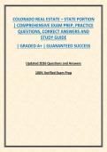 COLORADO REAL ESTATE &ndash; STATE PORTION &vert; COMPREHENSIVE EXAM PREP&comma; PRACTICE QUESTIONS&comma; CORRECT ANSWERS AND STUDY GUIDE