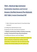 TDLR &ndash; Electrical Sign Contractor &NewLine;Examination Questions and Correct &NewLine;Answers &lpar;Verified Answers&rpar; Plus Rationale &NewLine;2027 Q&A&vert; Instant Download Pdf