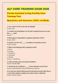 ALF CORE TRAINING EXAM 2026 &NewLine;Florida Assisted Living Facility Core &NewLine;Training Test &NewLine;Questions and Answers &lpar;100&percnt; verified&rpar;&period; 