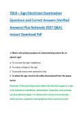 TDLR &ndash; Sign Electrician Examination &NewLine;Questions and Correct Answers &lpar;Verified &NewLine;Answers&rpar; Plus Rationale 2027 Q&A&vert; &NewLine;Instant Download Pdf