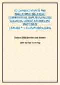 COLORADO CONTRACTS AND REGULATIONS FINAL EXAM &vert; COMPREHENSIVE EXAM PREP&comma; PRACTICE QUESTIONS&comma; CORRECT ANSWERS AND STUDY GUIDE