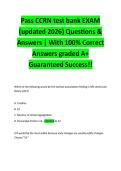 Pass CCRN test bank EXAM &lpar;updated 2026&rpar; Questions & Answers &vert; With 100&percnt; Correct Answers graded A&plus; Guaranteed Success&excl;&excl;