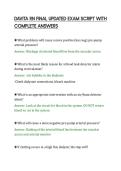 DAVITA RN FINAL UPDATED EXAM SCRIPT WITH&NewLine;COMPLETE ANSWERS