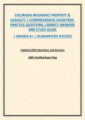 COLORADO INSURANCE PROPERTY & CASUALTY &vert; COMPREHENSIVE EXAM PREP&comma; PRACTICE QUESTIONS&comma; CORRECT ANSWERS AND STUDY GUIDE