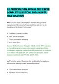 DE CERTIFICATION ACTUAL TEST PAPER&NewLine;COMPLETE QUESTIONS AND ANSWERS&NewLine;FULL SOLUTION