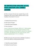 DE CERTIFICATION UPDATED ACTUAL EXAM QUESTIONS AND CORRECT ANSWERS