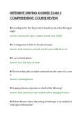 DEFENSIVE DRIVING COURSE EXAM 3&NewLine;COMPREHENSIVE COURSE REVIEW