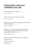 DEFENSIVE DRIVING COURSE EXAM 3&NewLine;COMPREHENSIVE STUDY GUIDE